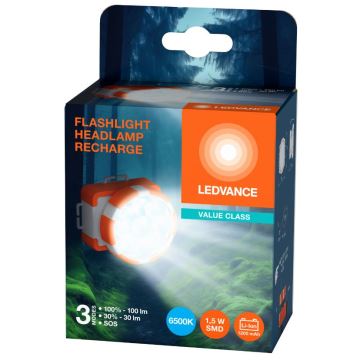 Ledvance - LED Nabíjecí čelovka FLASHLIGHT LED/1,5W/5V 1200mAh