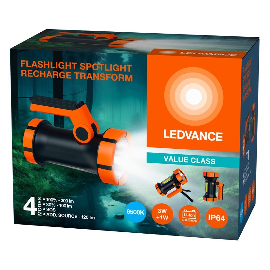 Ledvance - LED Nabíjecí svítilna s power bankou FLASHLIGHT LED/3W/5V IP64 2400mAh