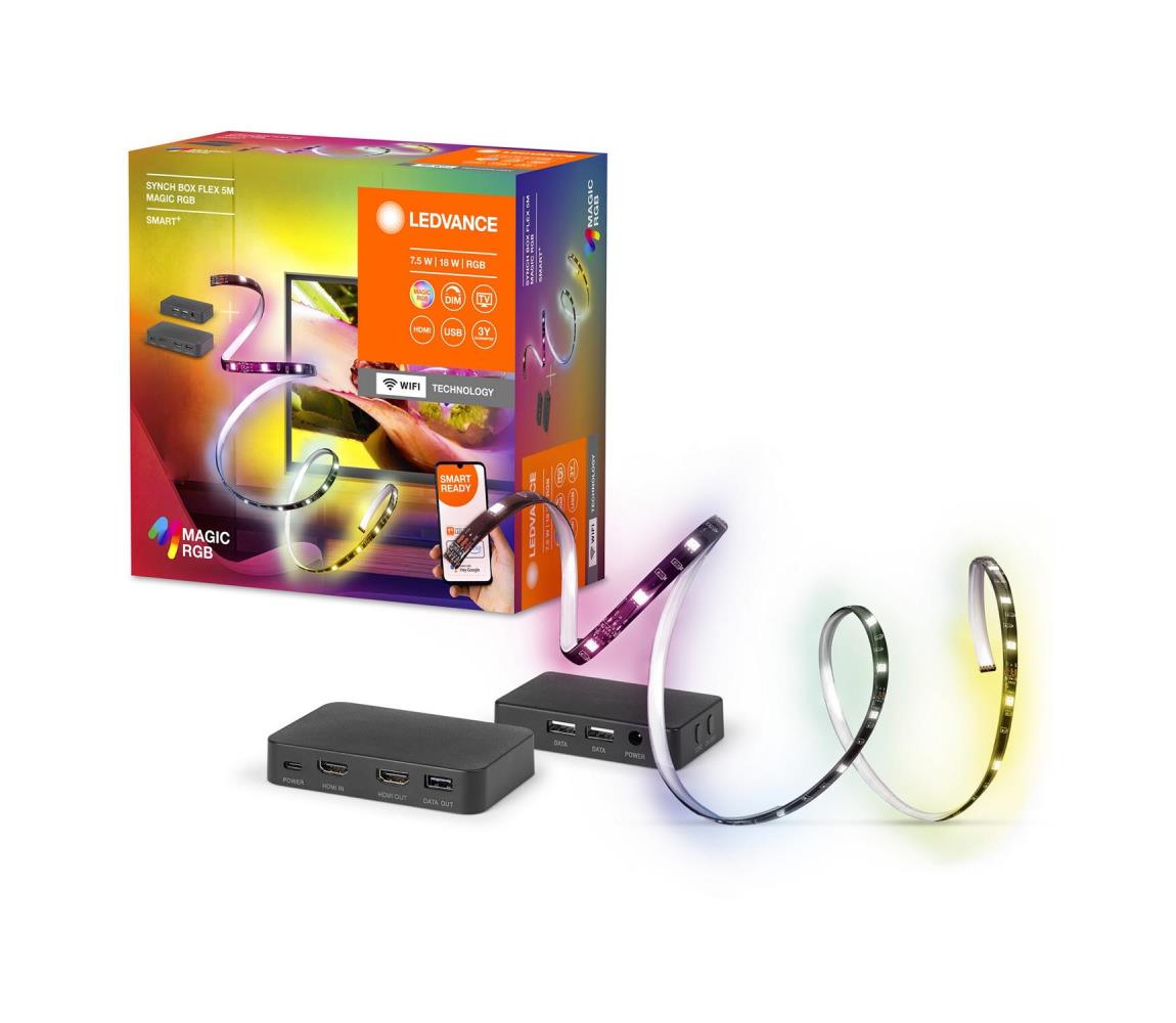 Ledvance Ledvance-LED RGB Stmívatelný pásek pro TV SYNCH BOX FLEX 4,5m LED/18W/230V Wi-Fi P225476