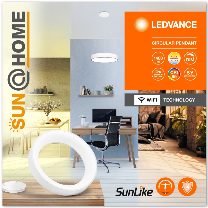 Ledvance - LED Stmívatelný lustr na lanku SUN@HOME CIRCULAR LED/18,5W/230V Wi-Fi