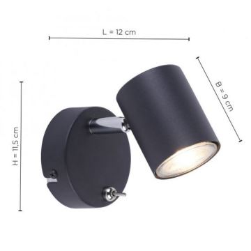 Leuchten Direkt 11941-13 - LED Nástěnné bodové svítidlo TARIK 1xGU10/5W/230V černá