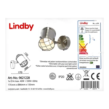 Lindby - LED Stmívatelné nástěnné svítidlo EBBI 1xE14/5W/230V