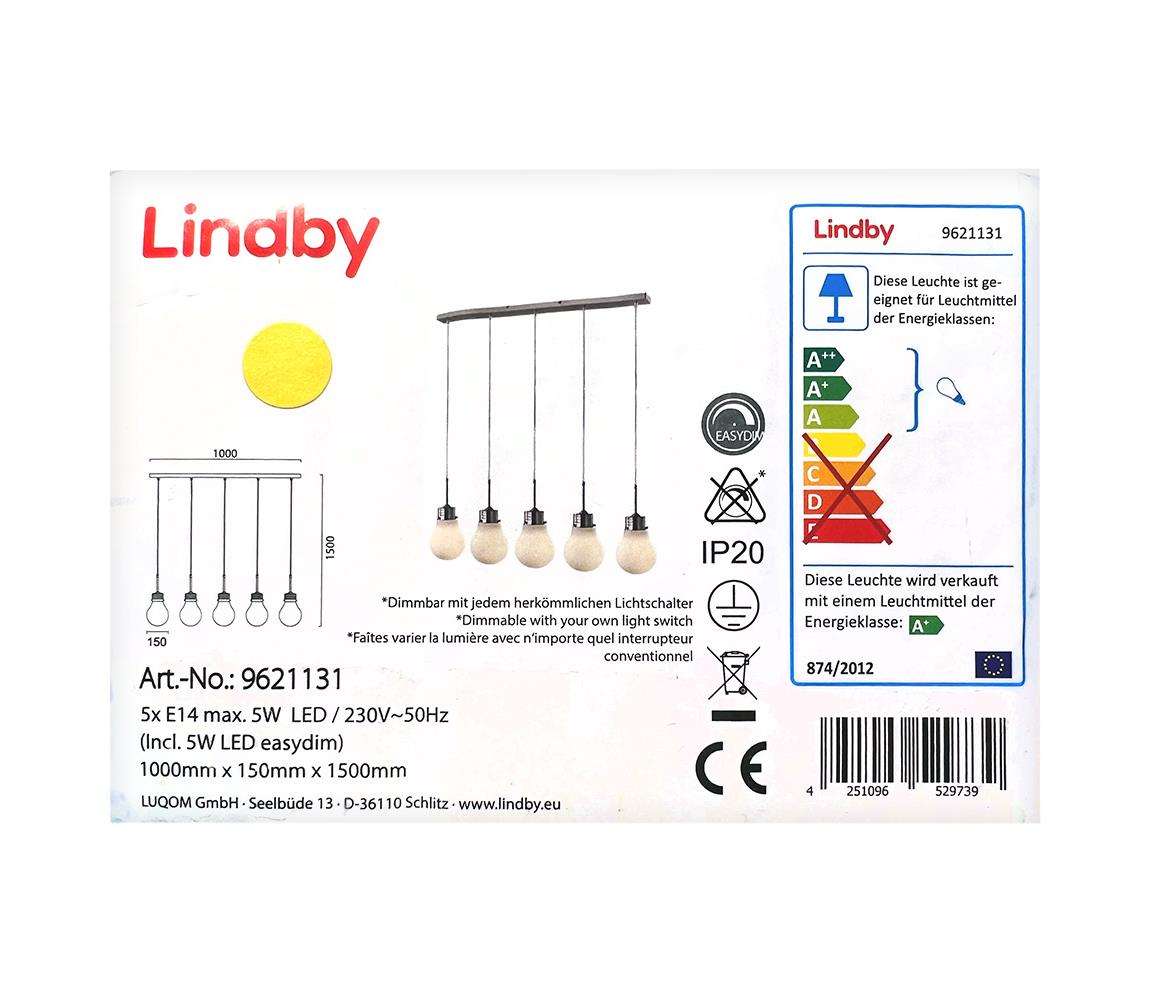Lindby Lindby - LED Stmívatelný lustr na lanku BADO 5xLED/5W/230V LW0848