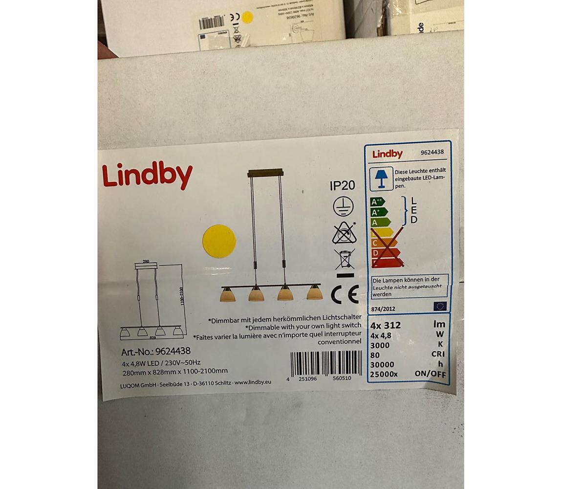 Lindby Lindby - LED Stmívatelný lustr na lanku CERSEI 4xLED/4,8W/230V LW1076