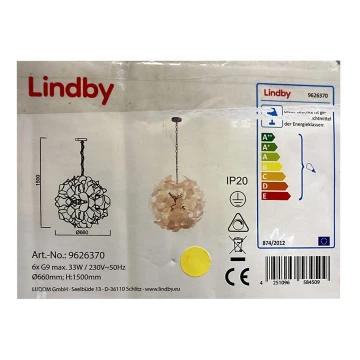 Lindby - Lustr na řetězu NUBALIKA 6xG9/33W/230V