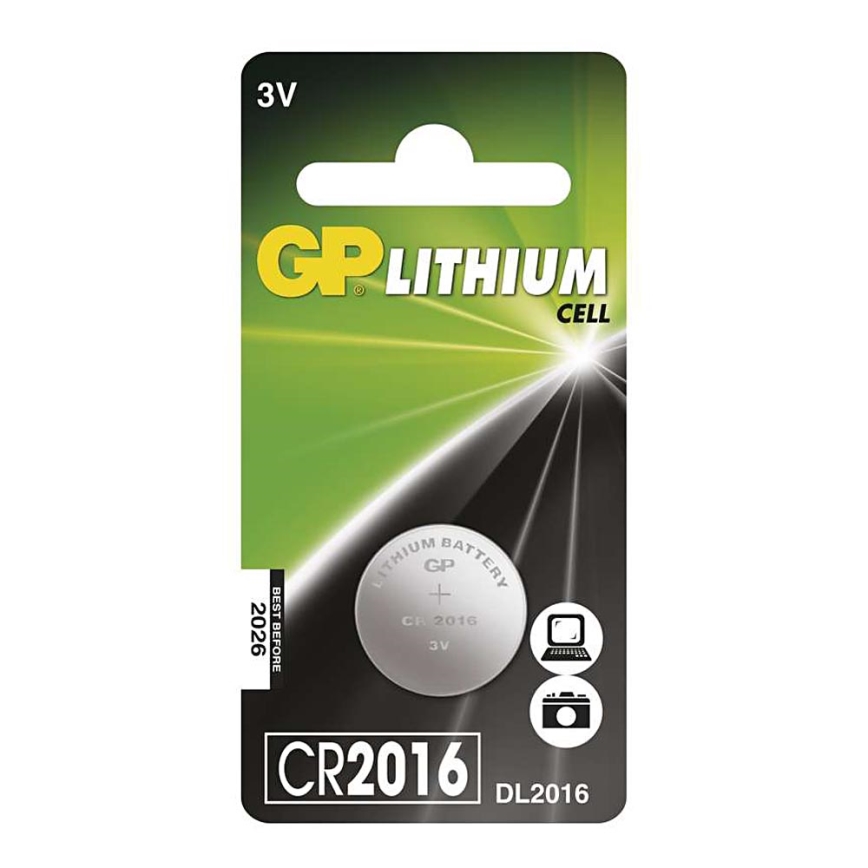 Lithiová baterie knoflíková CR2016 GP LITHIUM 3V/90 mAh