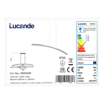 Lucande - LED Lustr na lanku LORIAN LED/19W/230V