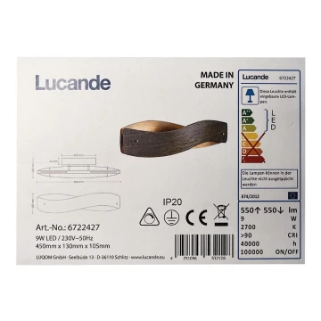 Lucande - LED Nástěnné svítidlo LIAN LED/9W/230V