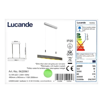 Lucande - LED Stmívatelný lustr na lanku LIO 5xLED/5W/230V