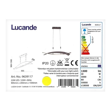 Lucande - LED Stmívatelný lustr na lanku MARIJA LED/22W/230V