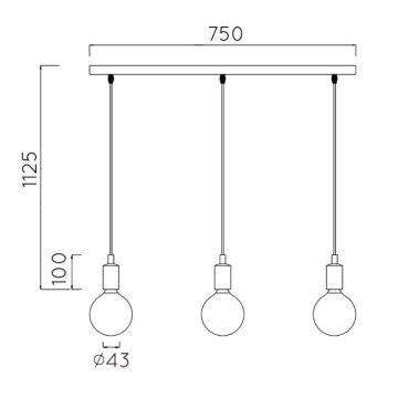 Lucide 08408/03/30 - Napájecí kabel FIX MULTIPLE 3xE27/60W/230V