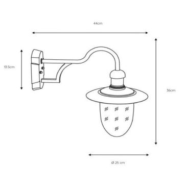 Lucide 11871/01/97 - Venkovní nástěnné svítidlo ARUBA 1xE27/24W/230V IP44