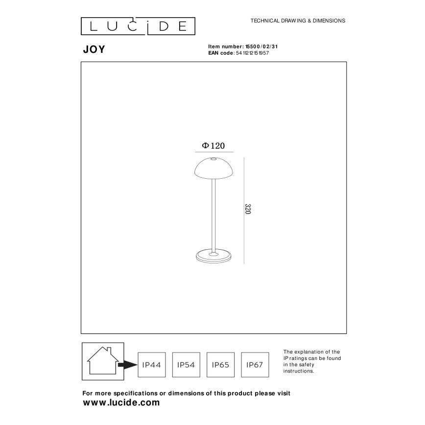 Lucide 15500/02/31 - LED Stmívatelná dotyková venkovní lampa JOY LED/1,5W/4V IP54 bílá