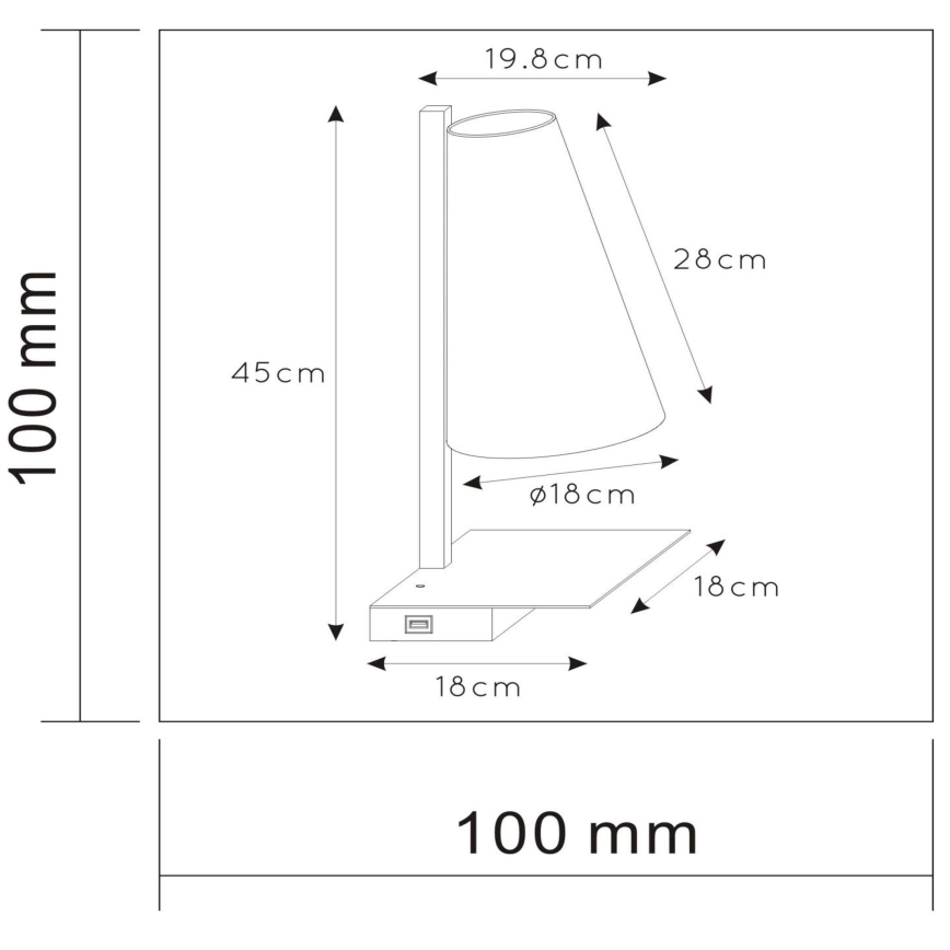 Lucide 30295/01/30 - Stmívatelná stolní lampa GREGORY 1xE27/60W/230V USB černá