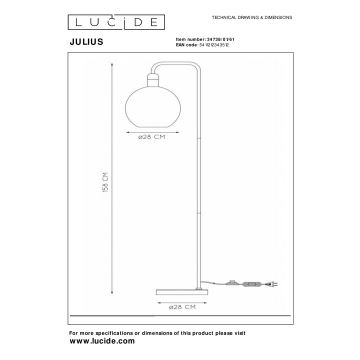 Lucide 34738/01/61 - Stojací lampa JULIUS 1xE27/40W/230V