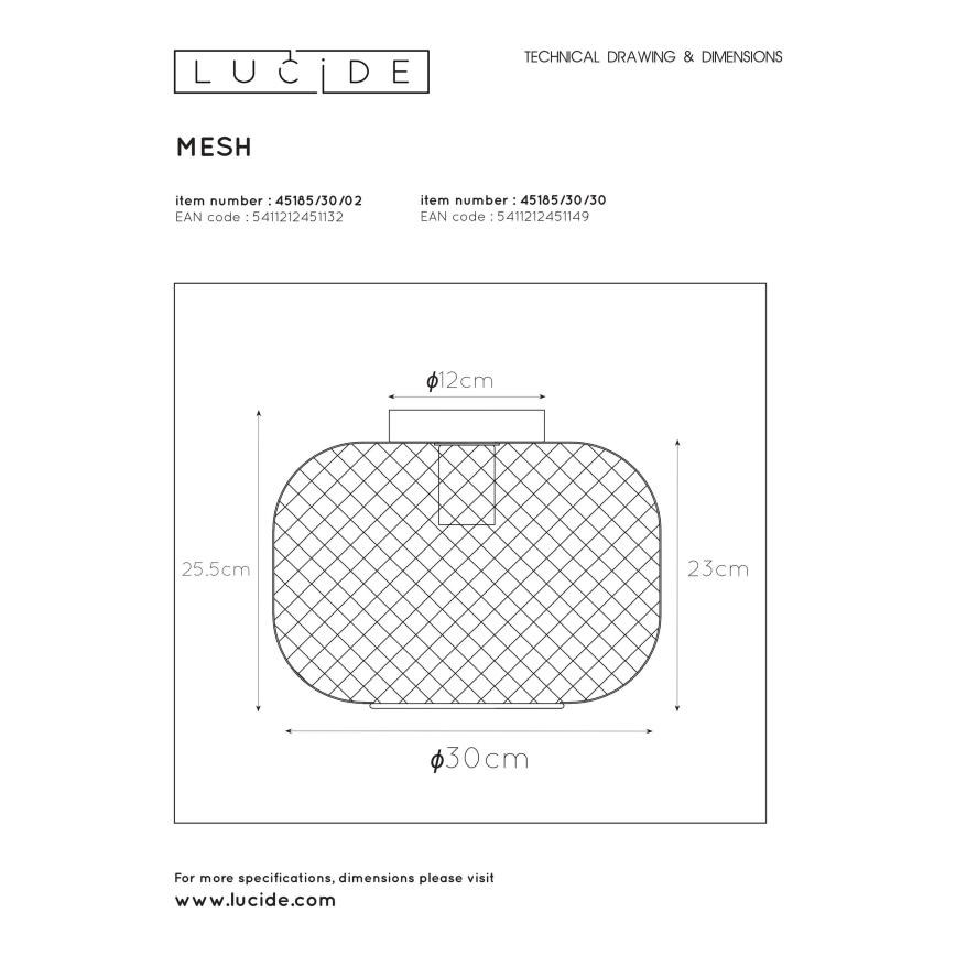 Lucide 45185/30/30 - Stropní svítidlo MESH 1xE27/40W/230V černá