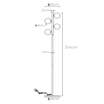 Lucide 45774/04/02 - Stojací lampa TYCHO 4xG9/28W/230V zlatá