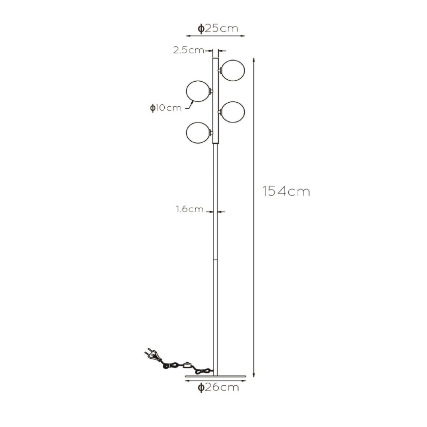 Lucide 45774/04/30 - Stojací lampa TYCHO 4xG9/28W/230V černá