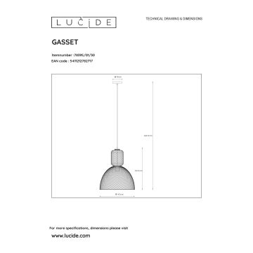 Lucide 78395/01/30 - Lustr na lanku GASSET 1xE27/60W/230V černá