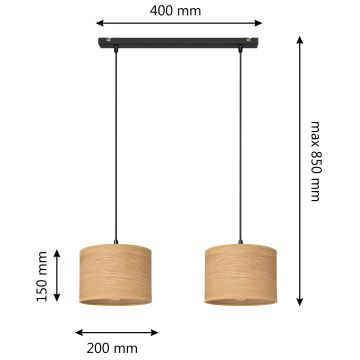 Lustr na lanku ALBA 2xE27/60W/230V hnědá/černá