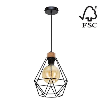 Lustr na lanku DIAMENT 1xE27/60W/230V dub – FSC certifikováno