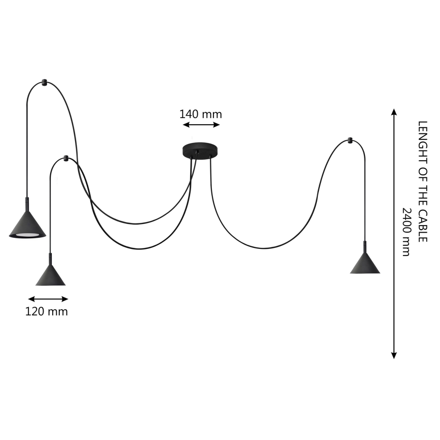 Lustr na lanku ETNA LONG 3xGX53/10W/230V černá