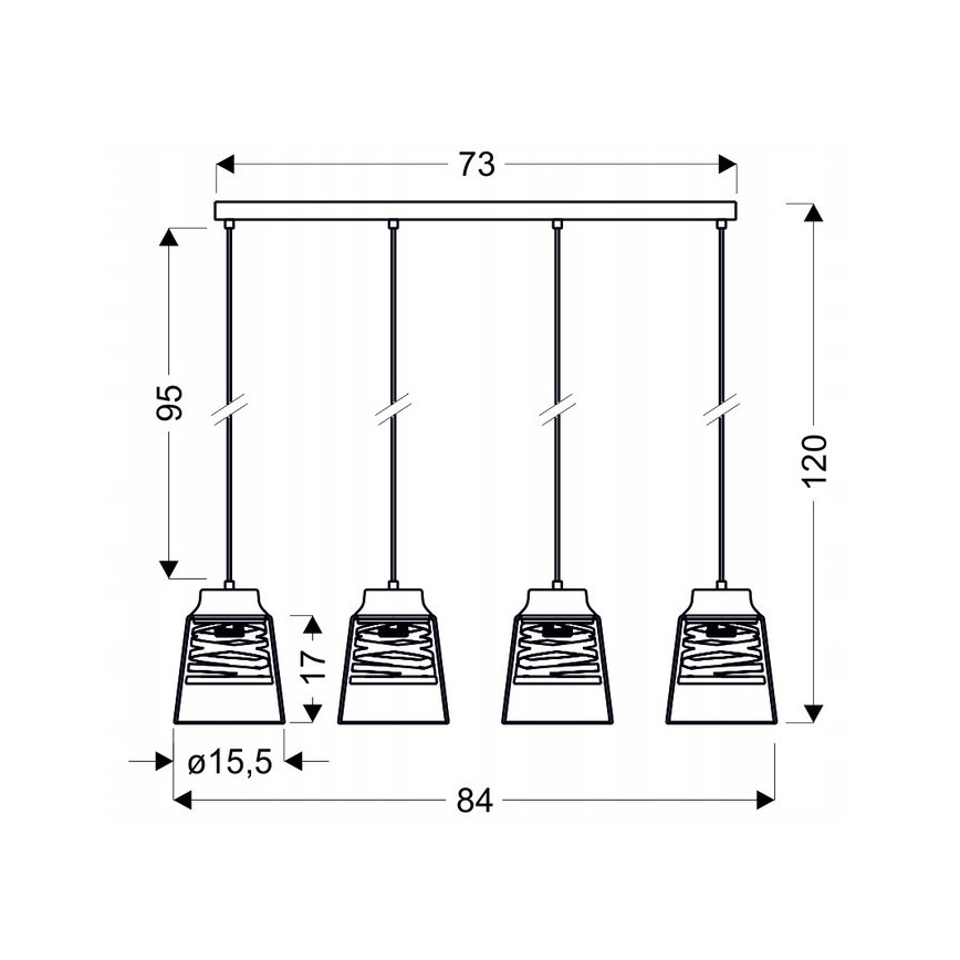 Lustr na lanku FRESNO 4xE27/60W/230V