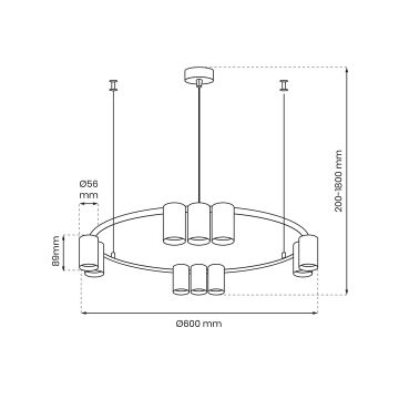 Lustr na lanku GENESIS 10xGU10/8W/230V bílá