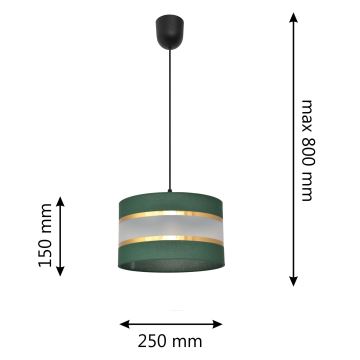 Lustr na lanku HELEN 1xE27/60W/230V pr. 25 cm zelená/zlatá