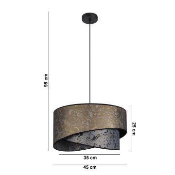 Lustr na lanku REZO 1xE27/60W/230V šedá/zlatá