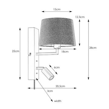 Markslöjd 108596 - LED Nástěnná lampa s USB COMO 1xE14/40W/230V + LED/3W bílá/chrom