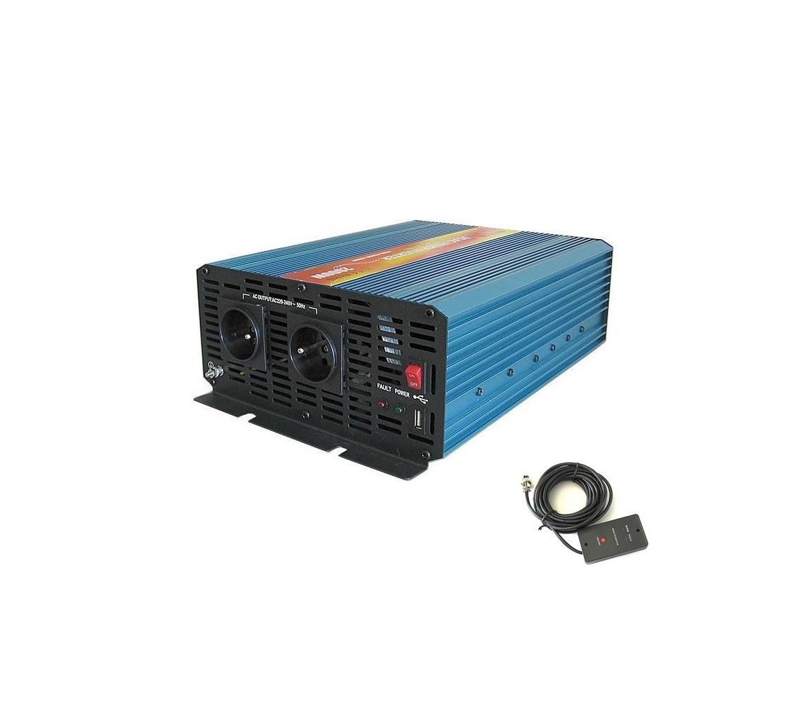 HADEX Měnič napětí 2000W/12/230V + drátové dálkové ovládání HD0245