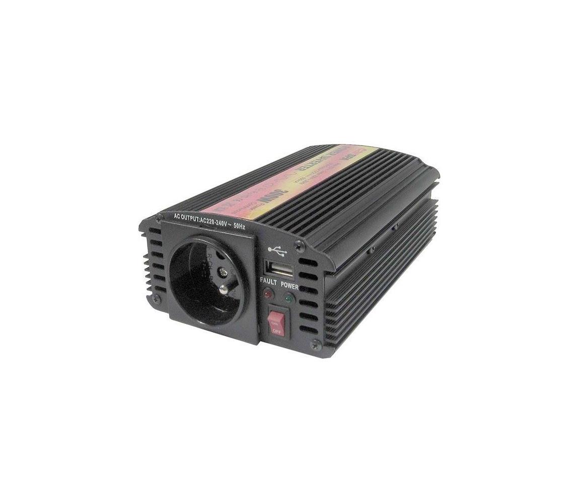 HADEX Měnič napětí 300W/12/230V + USB HD0227