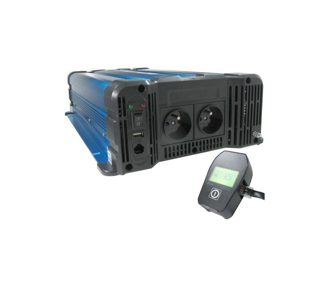 HADEX Měnič napětí 4000W/24/230V + drátové dálkové ovládání HD0243