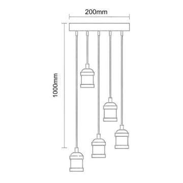 Napájecí kabel 5xE27/60W/230V bronz