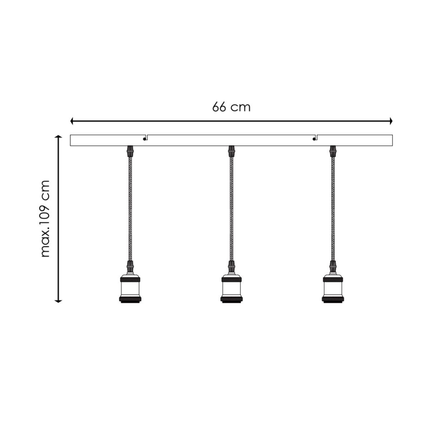 Napájecí kabel VINTAGE 3xE27/40W/230V mosaz