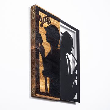 Nástěnná dekorace 32x50 cm jazz dřevo/kov