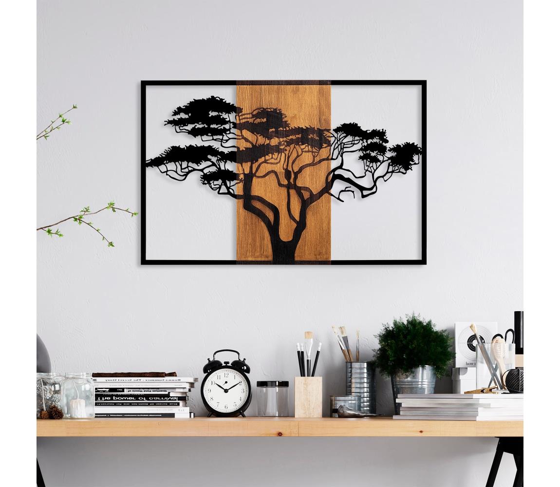 Asir Nástěnná dekorace 90x58 cm strom dřevo/kov AS1717
