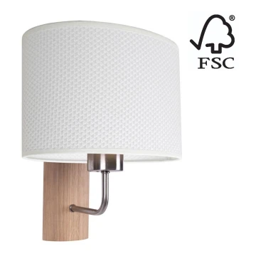 Nástěnná lampa MERCEDES 1xE27/25W/230V bílá/dub – FSC certifikováno