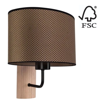 Nástěnná lampa MERCEDES 1xE27/25W/230V hnědá/dub – FSC certifikováno