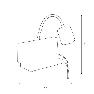 Nástěnná lampa s poličkou DEMIA 1xGU10/8W/230V černá + USB