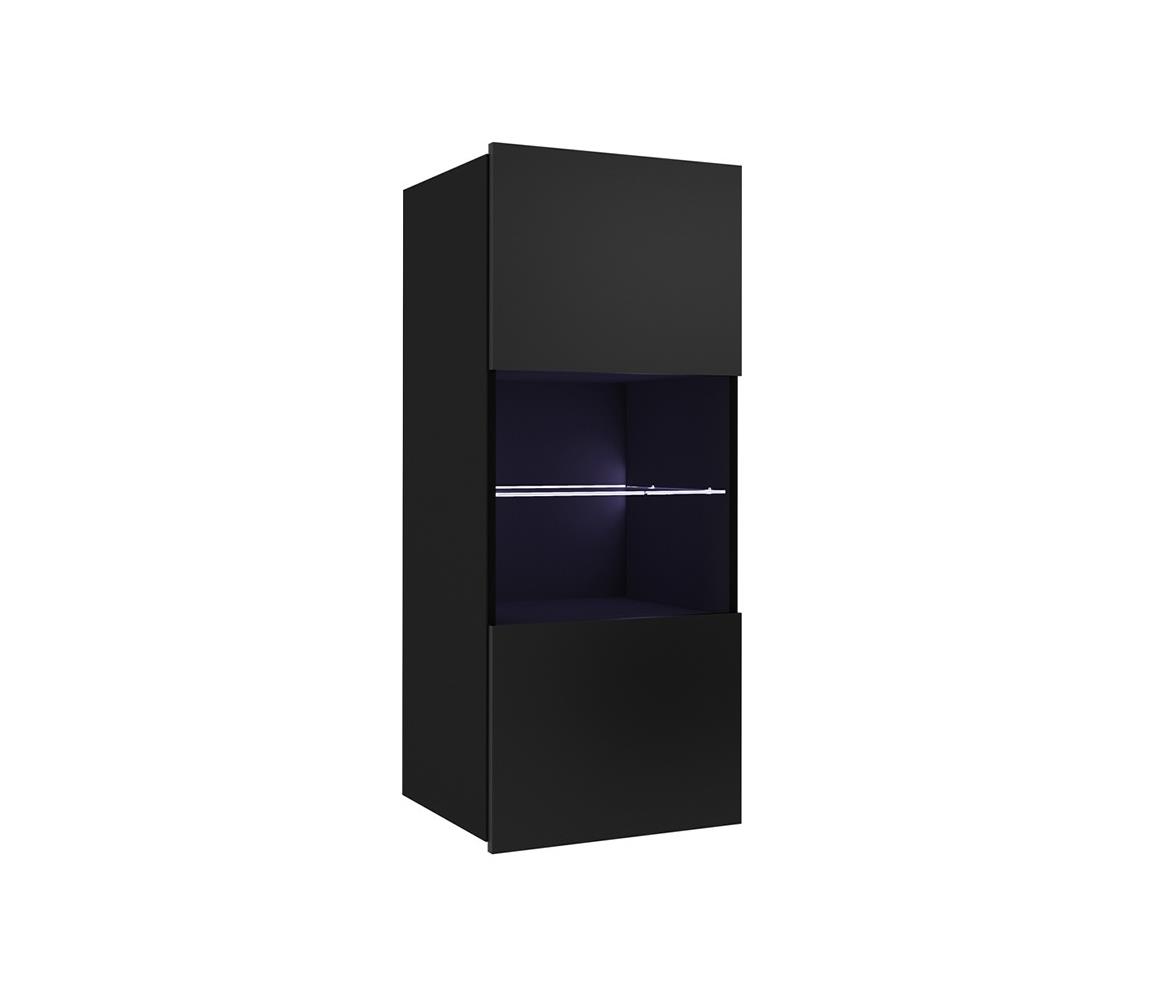 Konsimo Sp. z o.o. Sp. k. Nástěnná skříňka s LED osvětlením PAVO 117x45 cm lesklá černá 