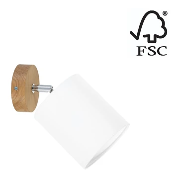 Nástěnné bodové svítidlo APRILLIA 1xE27/25W/230V dub bílá – FSC certifikováno