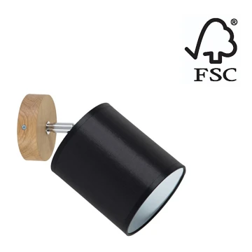 Nástěnné bodové svítidlo APRILLIA 1xE27/25W/230V dub černá – FSC certifikováno