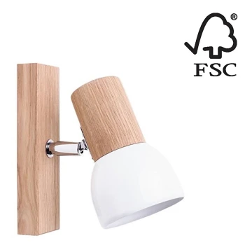 Nástěnné bodové svítidlo SVENDA 1xE27/60W/230V dub – FSC certifikováno