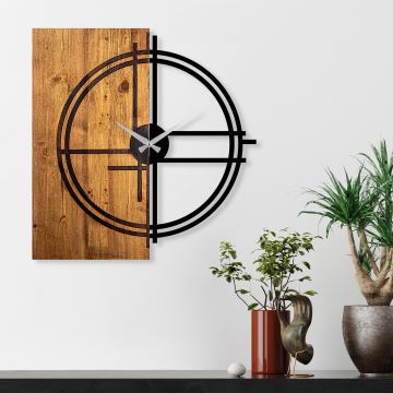 Nástěnné hodiny 58x56 cm 1xAA dřevo/kov
