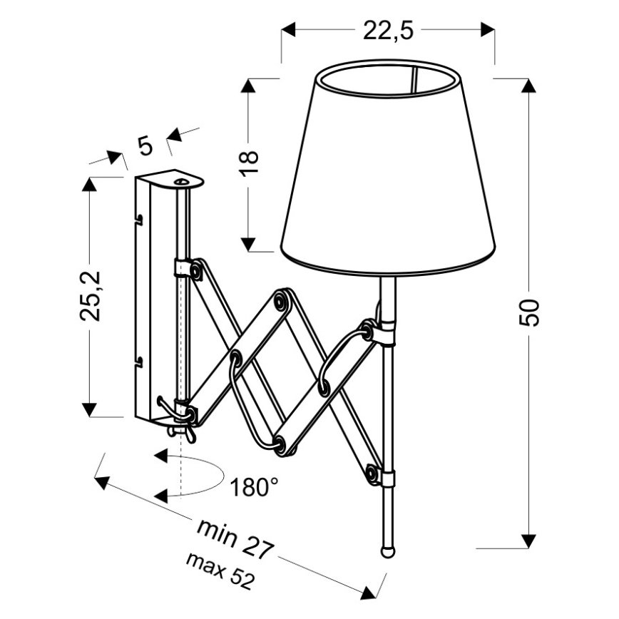 Nástěnné svítidlo MITO 1xE27/40W/230V černá