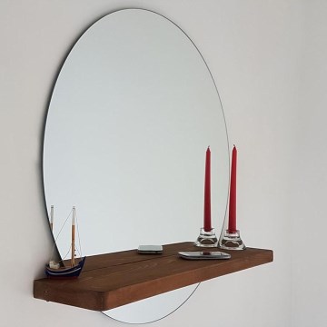 Nástěnné zrcadlo s policí SUNSET 70x70 cm borovice
