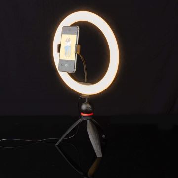 LED Stmívatelná lampa na stativu s držákem pro vlogování LED/6W/USB 2700-6700K