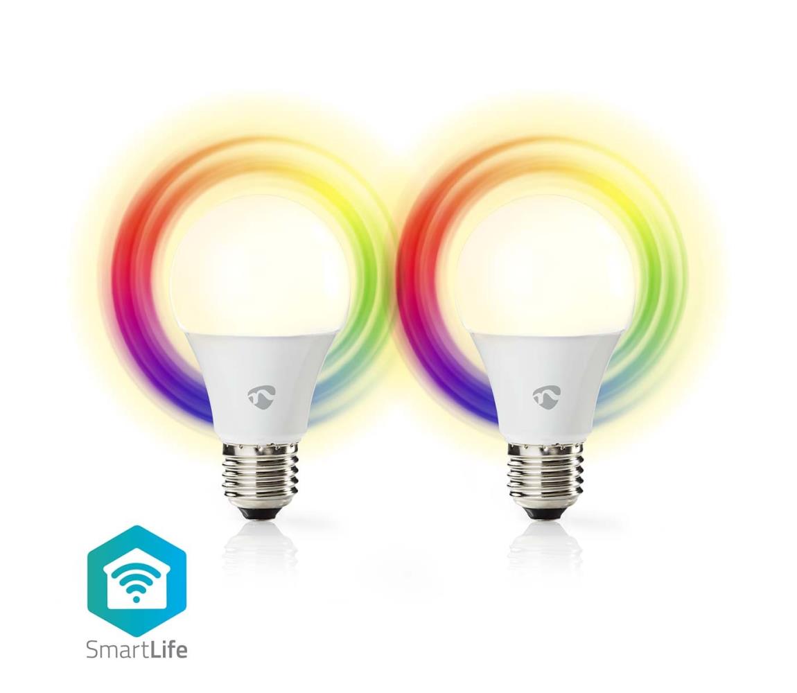 Nedis SmartLife chytrá LED žárovka E27 9W 806lm barevná + teplá/studená bílá, sada 2ks